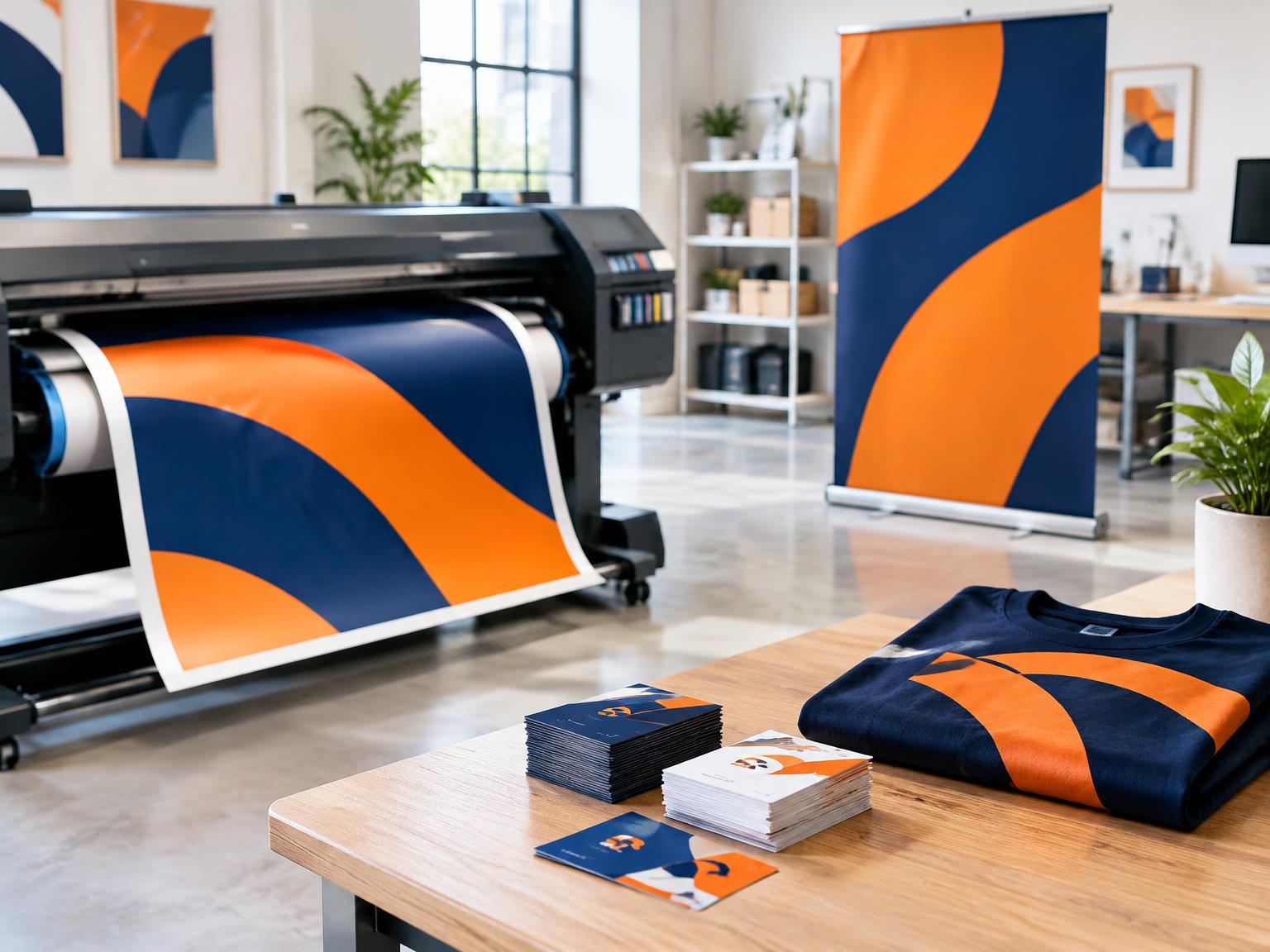 JPST print studio producing branded banners, apparel and business cards